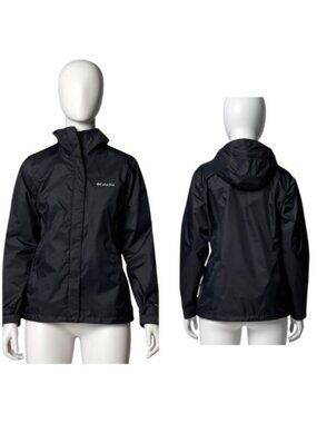 Columbia Women’s Arcadia II Waterproof Lightweight Hooded Rain Jacket  Black